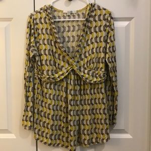 Boden Long Sleeve Twist-Front Print Top US 12